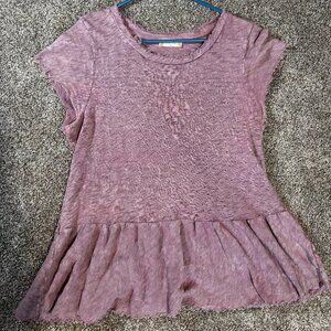 Women's Altar'd State Lavender Short Sleeve Peplum Top, Medium